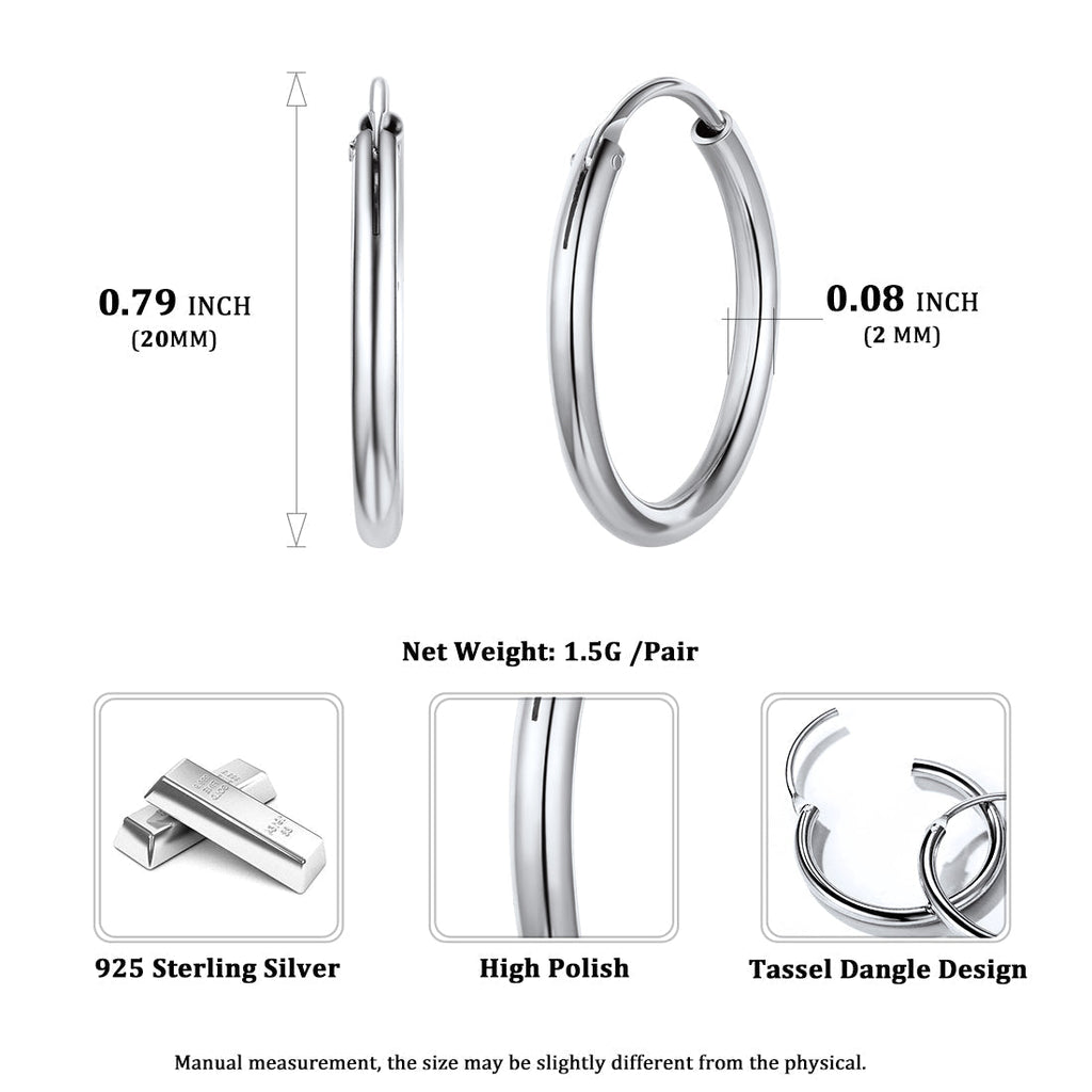 Sterling Silver Thin Hoop Earrings for