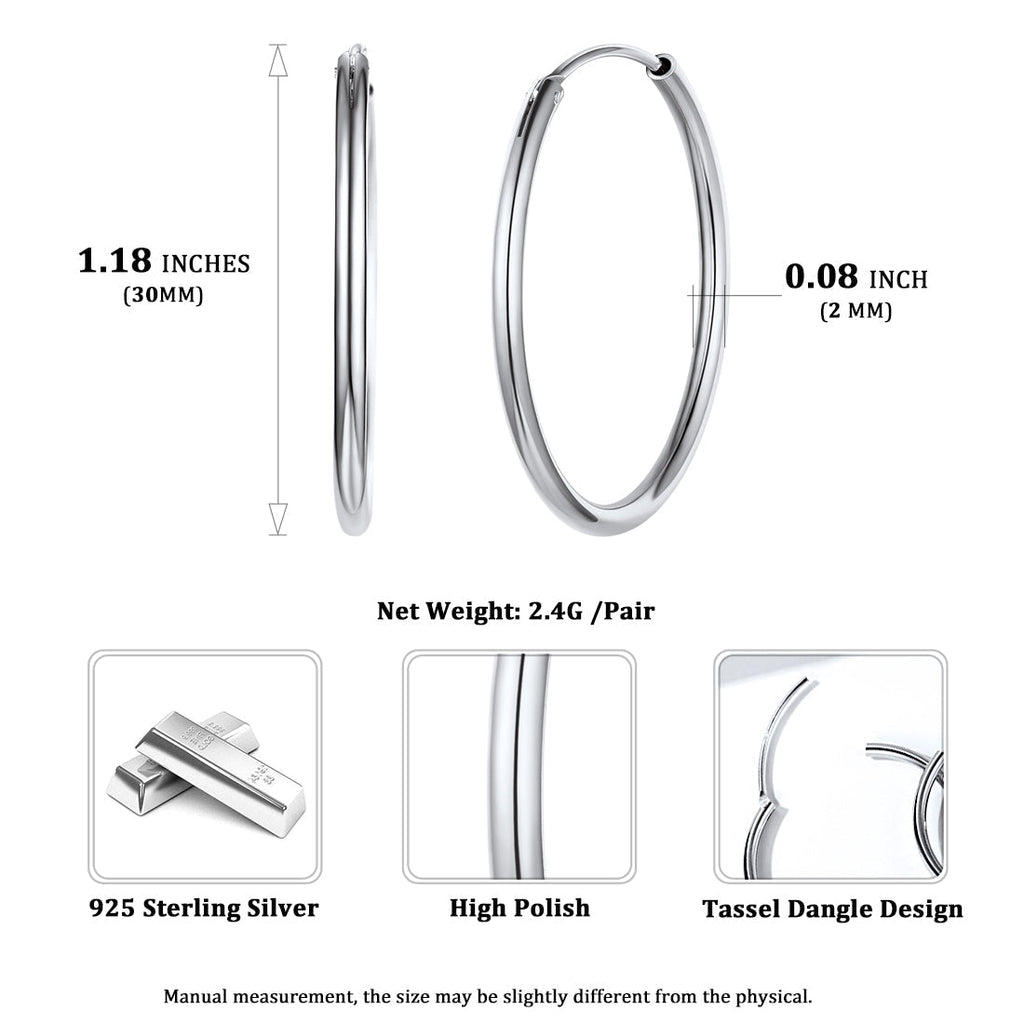 Sterling Silver Thin Hoop Earrings for