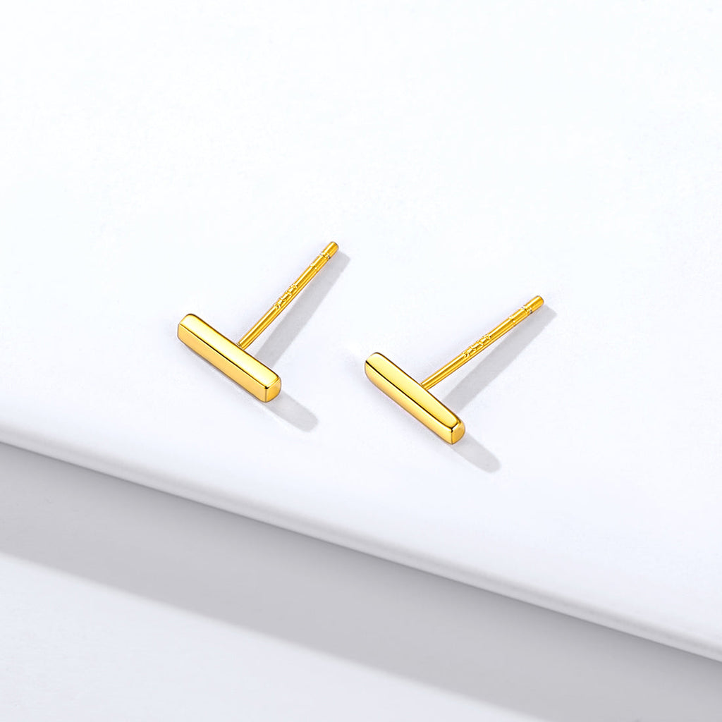 Sterling Silver Simple Bar Stud Earrings for