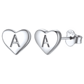 Sterling Silver Heart Initial Letter Stud Earrings for Girl Baby
