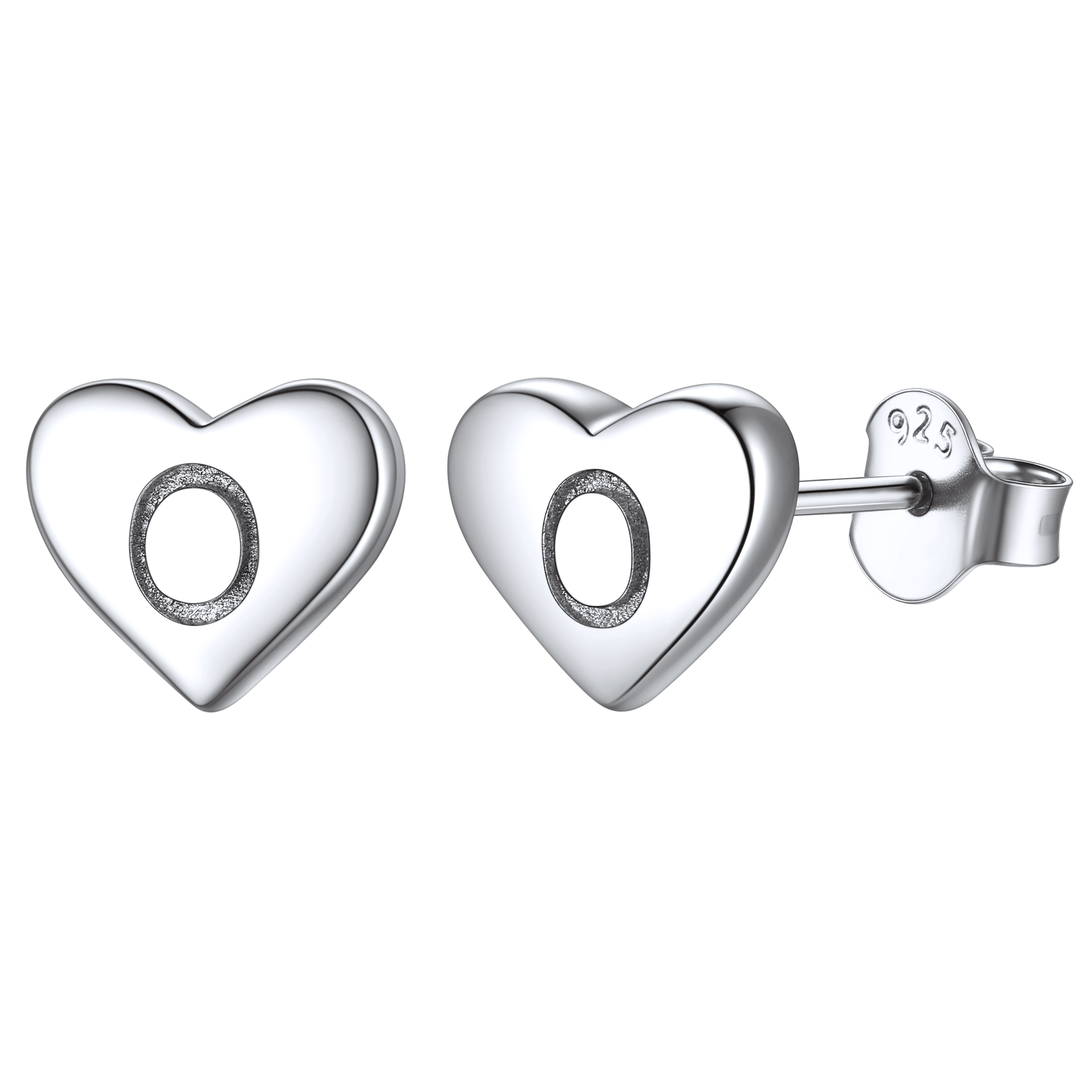 Sterling Silver Heart Initial Letter Stud Earrings for Girl Baby