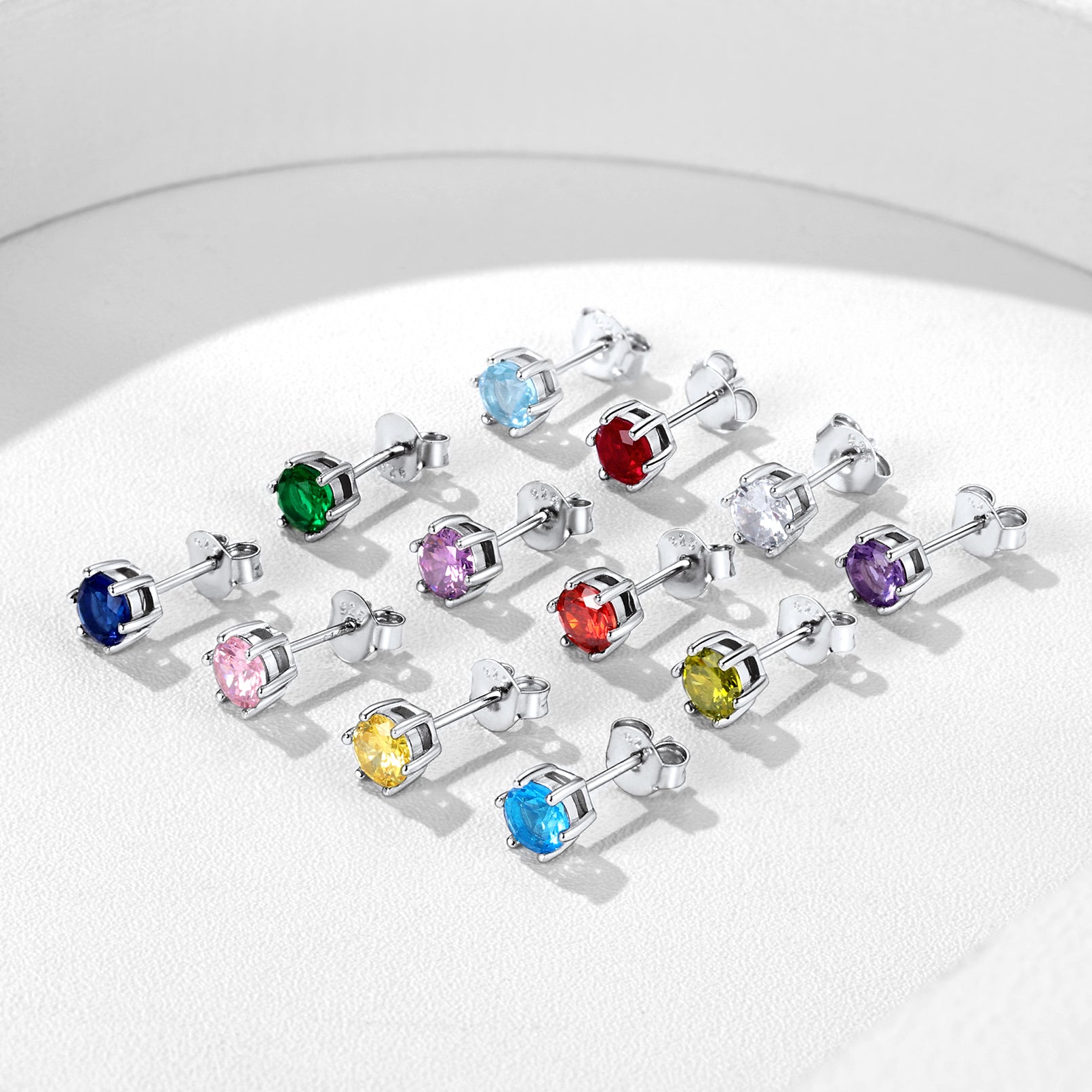 925 Sterling Silver Birthstone Stud Earrings for