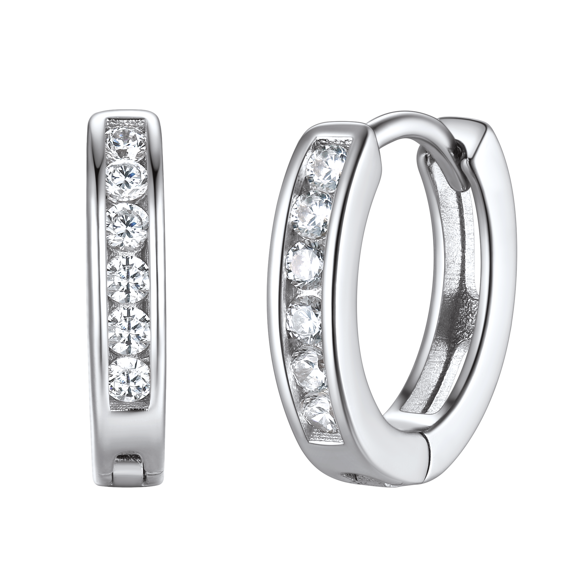 Sterling Silver Black Onyx Huggie Hoop Earrings for