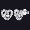 Zirconia Celtic Heart Stud Earrings for in Silver