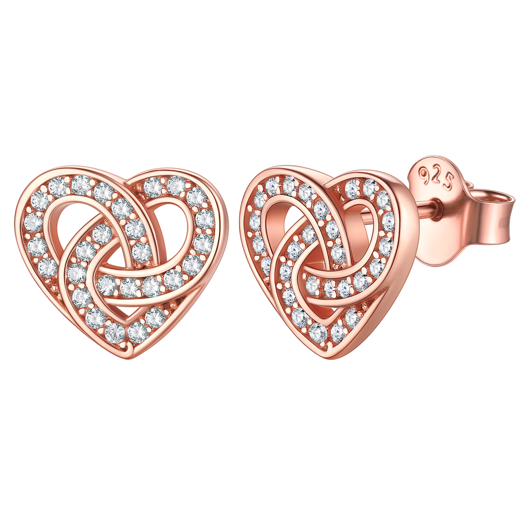 Zirconia Celtic Heart Stud Earrings for in Silver