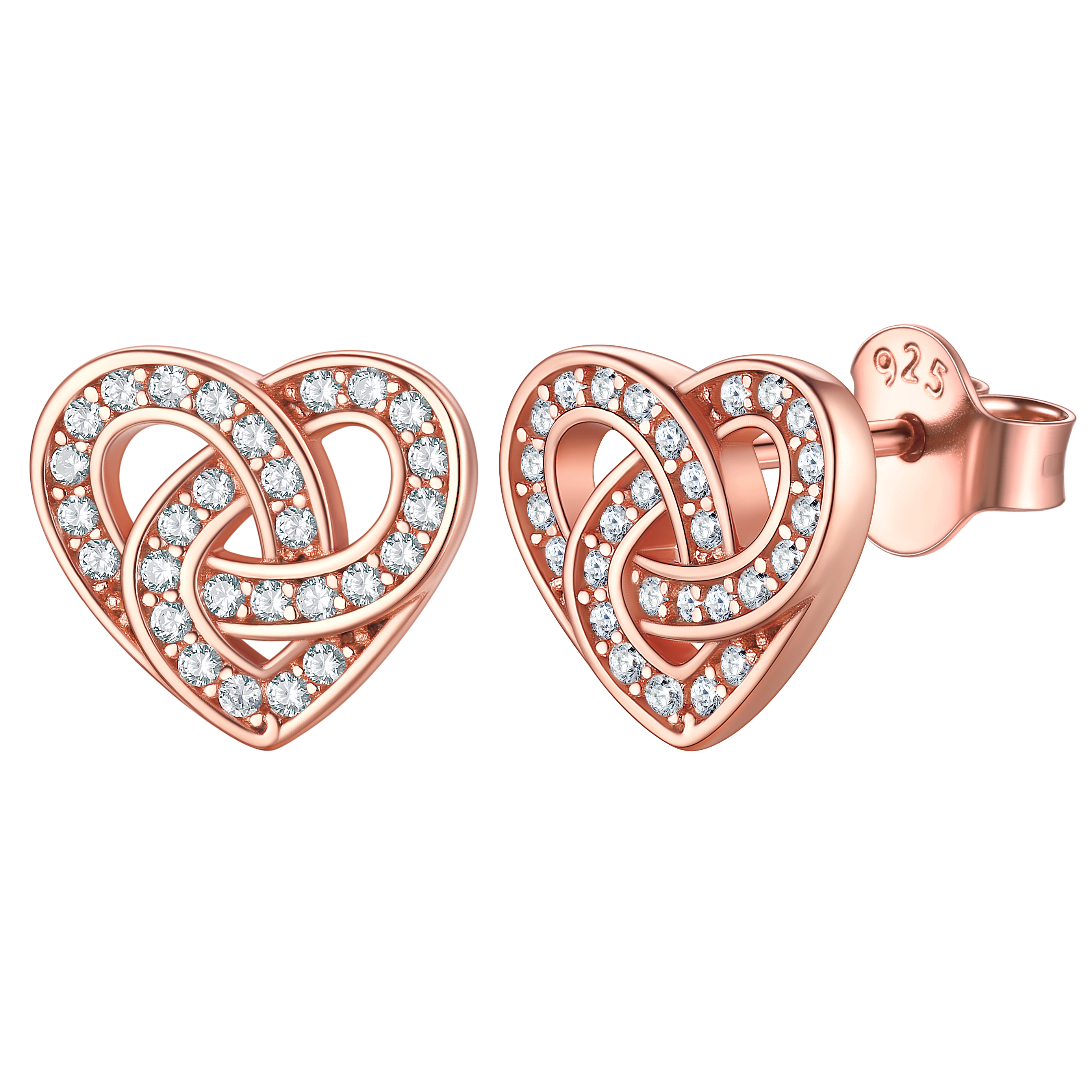 Zirconia Celtic Heart Stud Earrings for in Silver