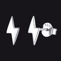 Sterling Silver Lightning Bolt Stud Earrings for