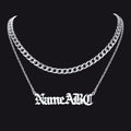 Cuban Chain & Personalized Name Layered Necklaces Set for