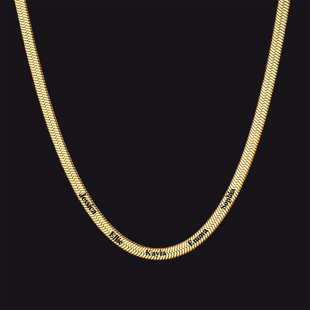Customized Engraved Name Snake Chain Choker Necklace for