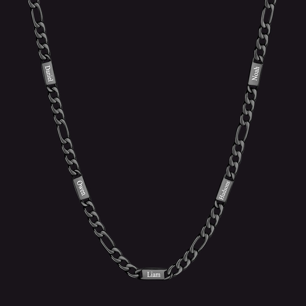 Customized Figaro Chain Engraved Name Necklace for Husband Gift