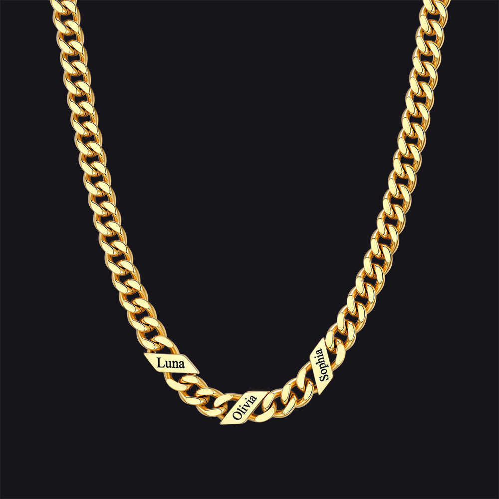 Customized Engraved Name Cuban Link Chain Necklace for , 7/9/12mm Width
