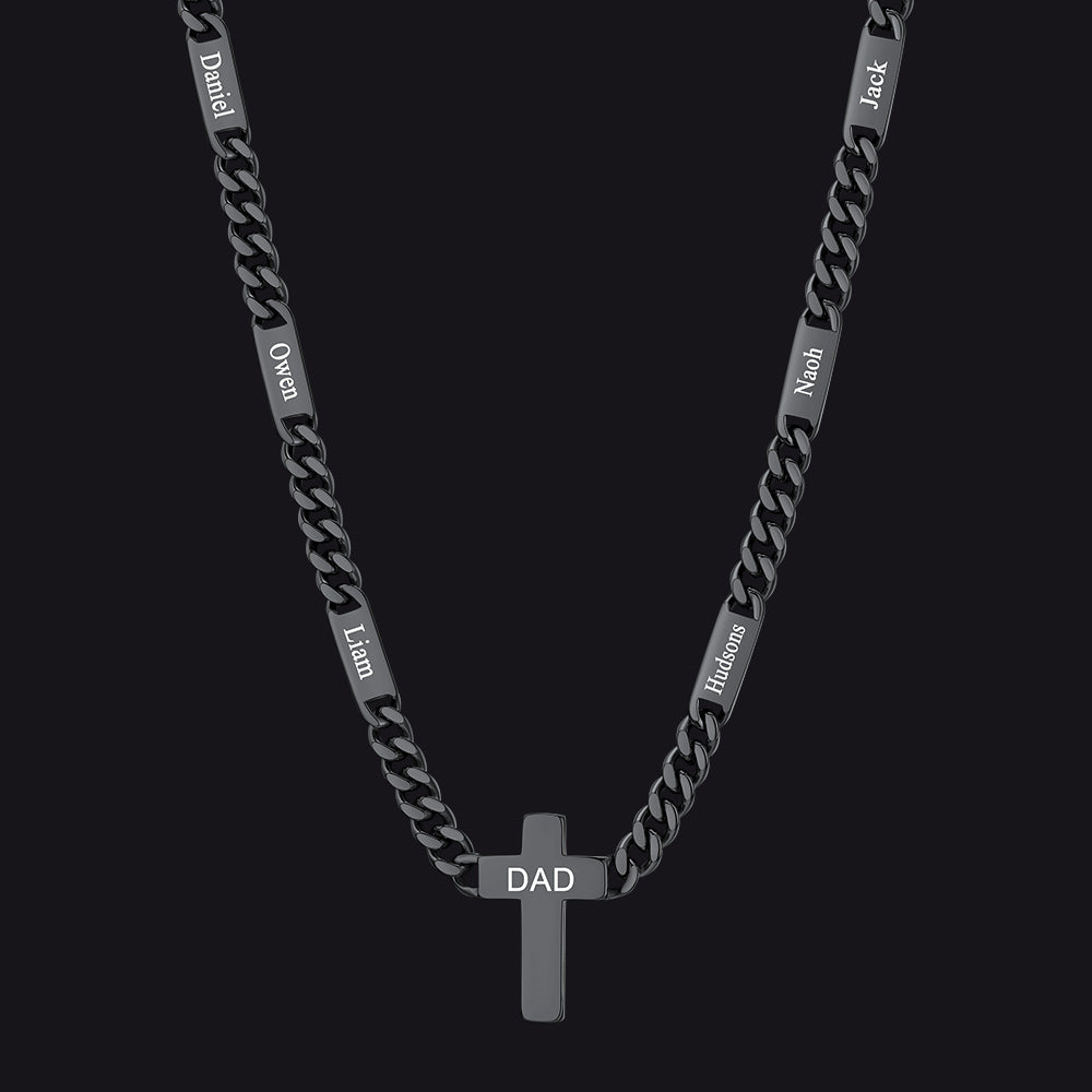 Custom Cross Cuban Link Chain Necklace With Engraved Name for 5/7mm