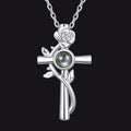 Personalized Projection Picture Cross Necklace With Rose for Mom