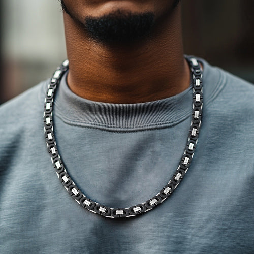 Byzantine Link Chain Stainlss Steel Necklace for