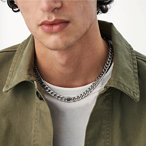 Birthstone Cuban Link Choker Chain Necklace for