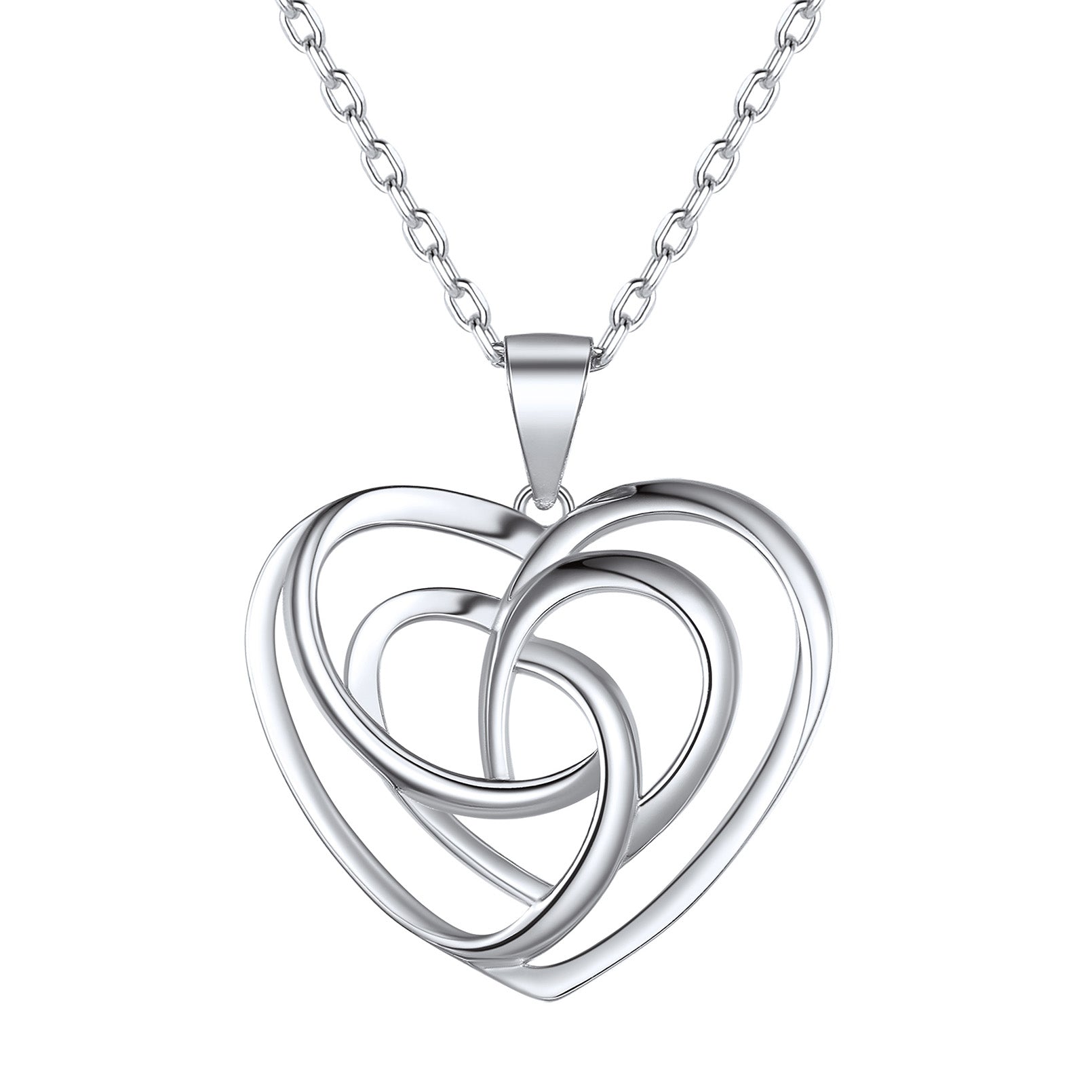 Sterling Silver Heart Celtic Knot Pendant Necklace for