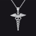 925 Sterling Silver Caduceus Necklace for Healthcare Professionals, Travelers