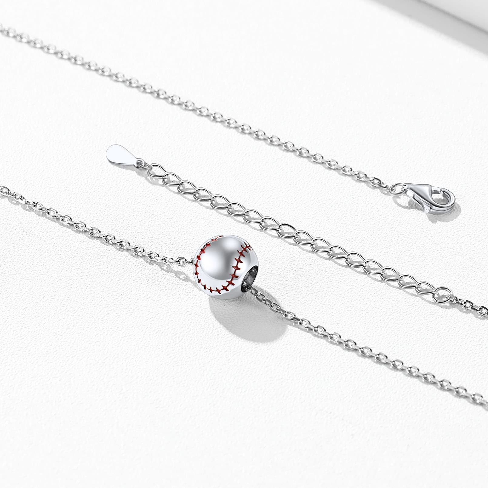 Sterling Silver Baseball Pendant Necklace for