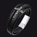 Christian Black Rose Cross Braided Leather Bracelet Gift for