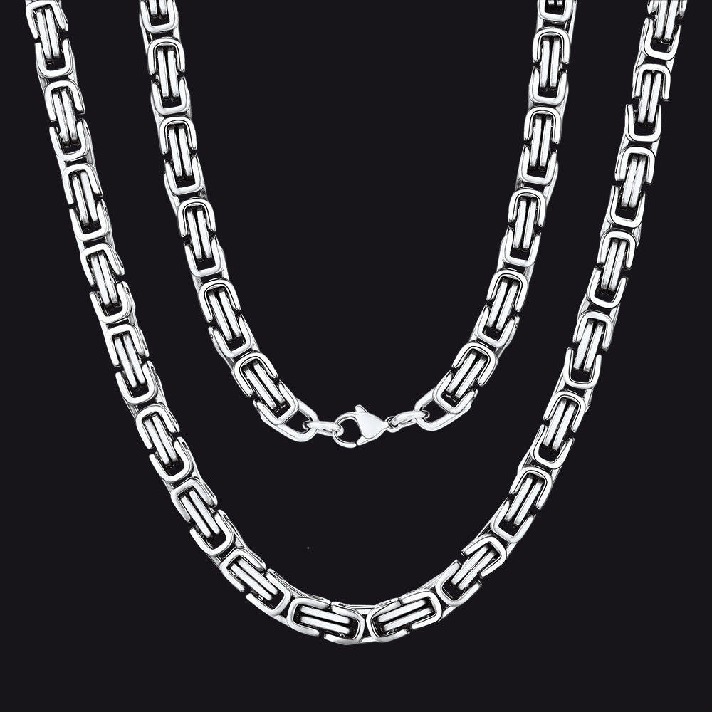 Stainless Steel Byzantine Chain Necklace for