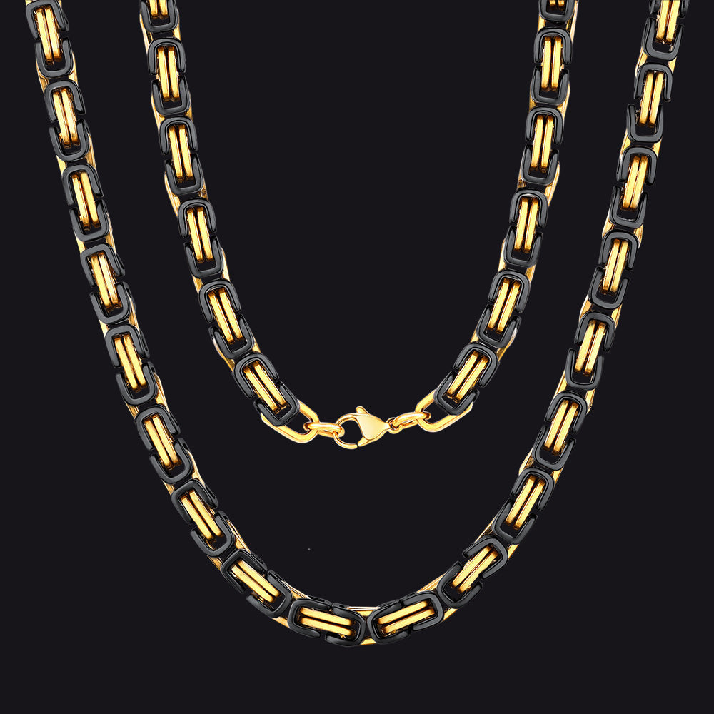 Stainless Steel Byzantine Chain Necklace for