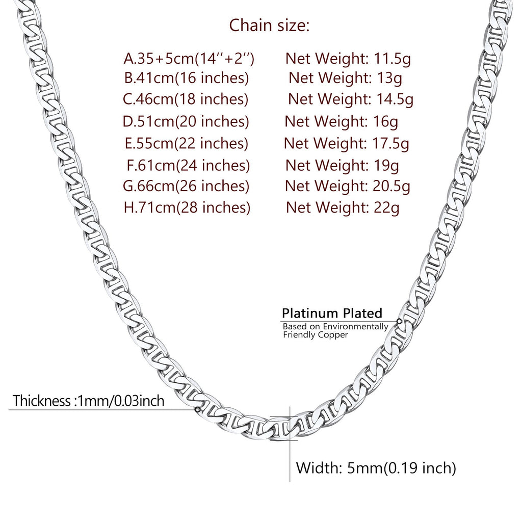 5mm Anchor Marine Chain Link Necklace for