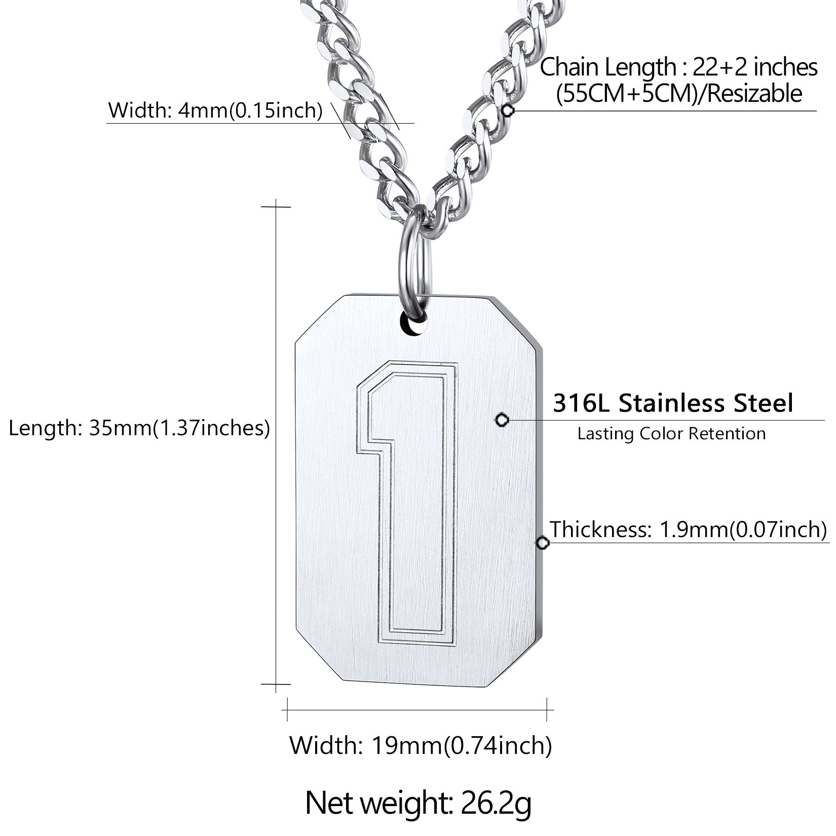 Custom Baseball Jersey Number Dog Tag Necklace for Sport