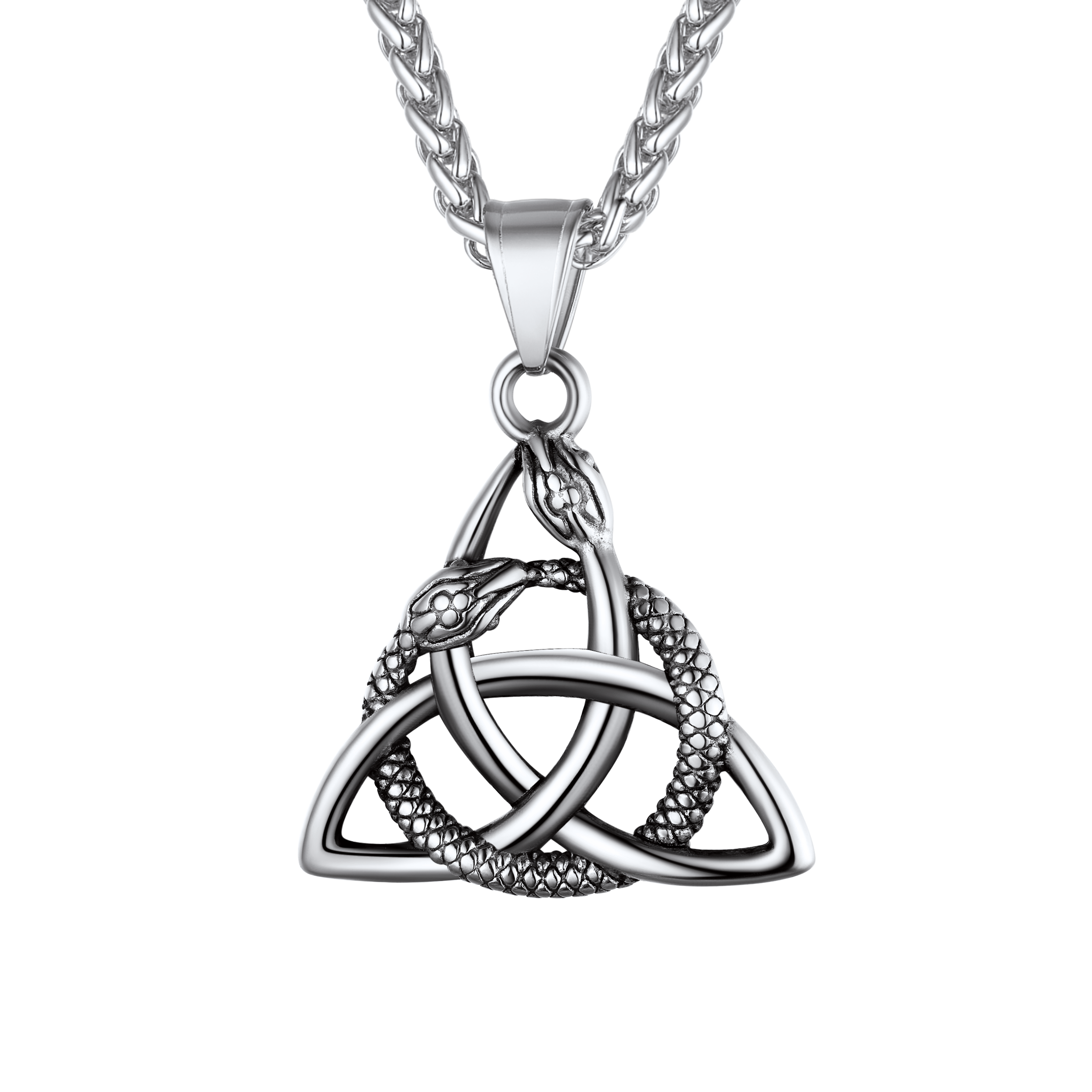 Ouroboros Celtic Knot Snake Pendant Necklace