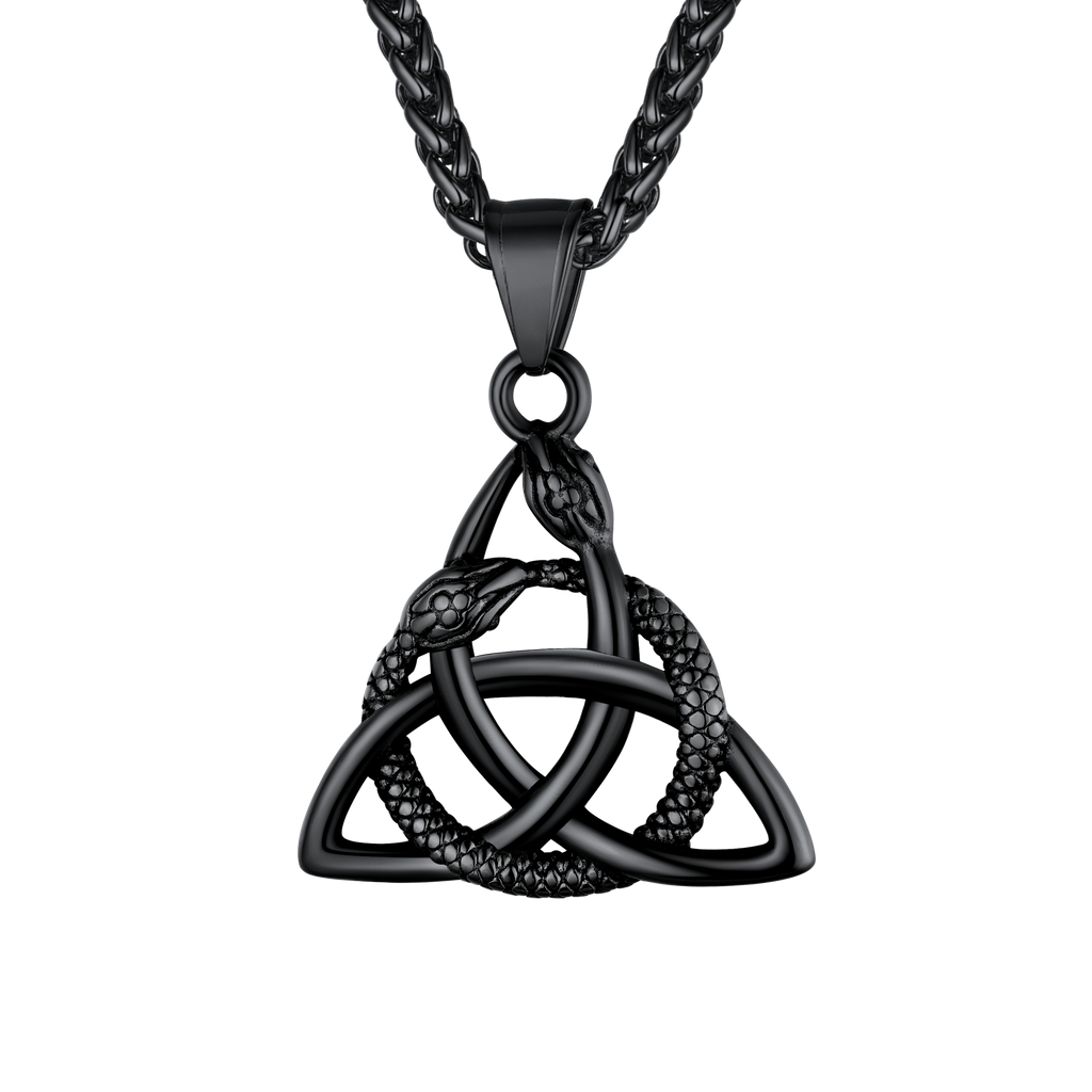 Ouroboros Celtic Knot Snake Pendant Necklace