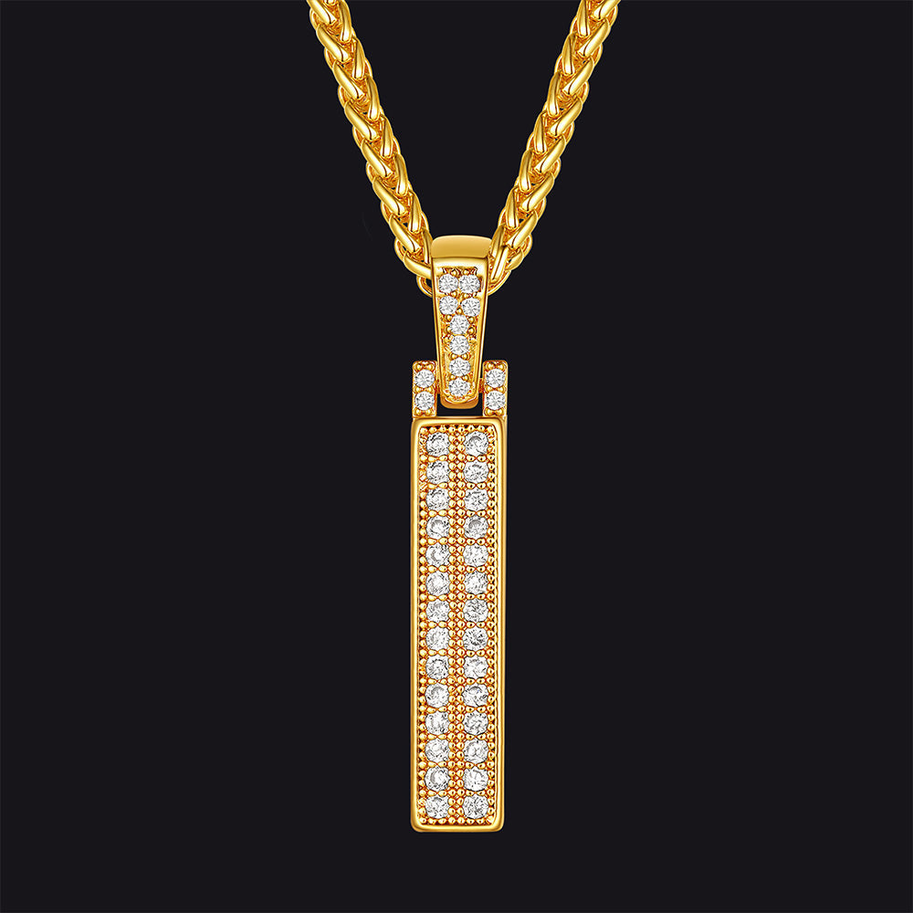 Gold Number Initial Chain Necklace With Cubic Zirconia for