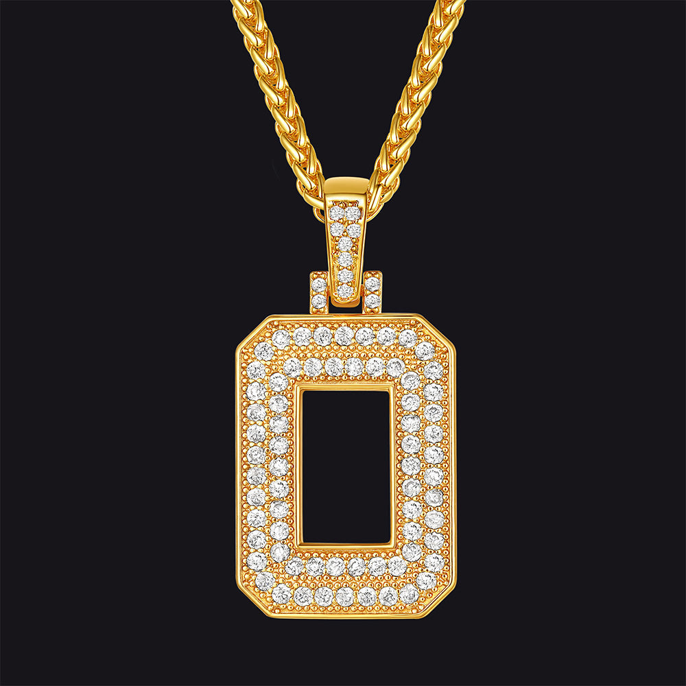 Gold Number Initial Chain Necklace With Cubic Zirconia for