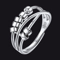 925 Sterling Silver Bead Anxiety Adjustable Ring for