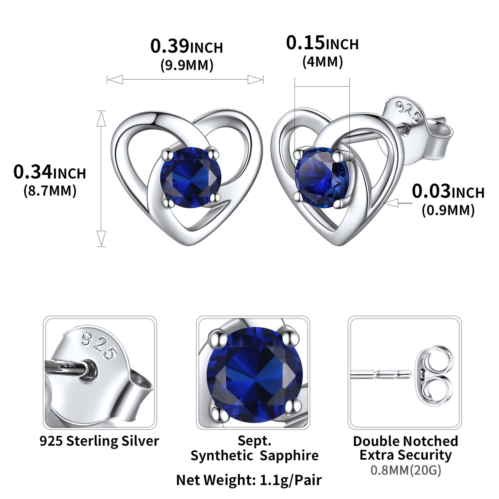 Sterling Silver Celtic Knot Birthstone Stud Earrings Birthday Gifts for