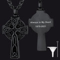 Custom Celtic Cross Urn Necklace for Ashes Cremation Jewelry