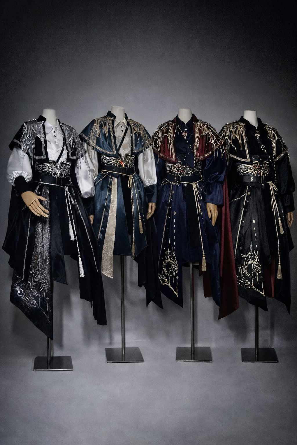[pre-order] Dark Fantasy Embroidery Cape + Shirt + Corset Train + Pants/skirt Complete Set + Full Set