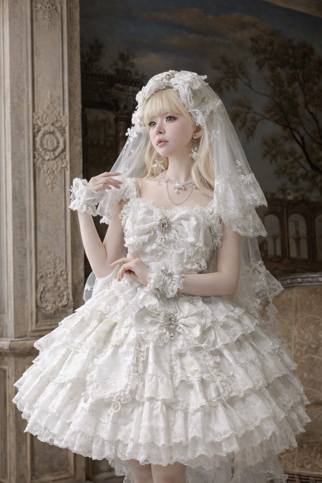 [pre-order Deadline: May 13] Blue/white/light Green Butterfly Fantasy Dress + Complete Set