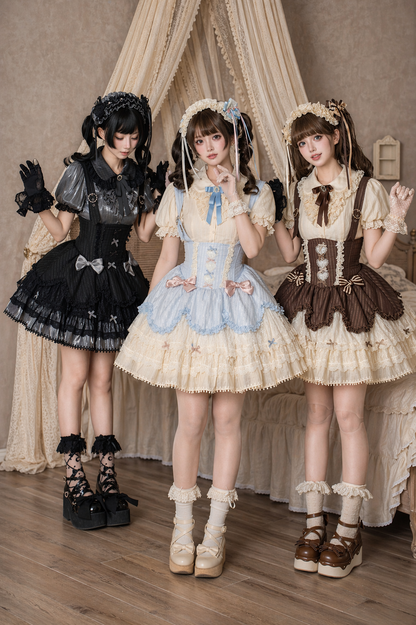 [pre-order Deadline: May 8] Classic Lace Ribbon Blouse + Suspender Tiered Dress Full Set + Complete Set
