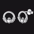 Sterling Silver Irish Celtic Claddagh Stud Earrings for