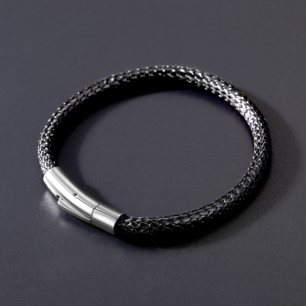 Clasp Braided Genuine Leather Bracelet for