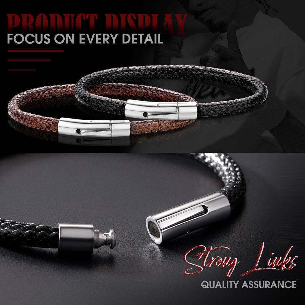 Clasp Braided Genuine Leather Bracelet Birthday Gift for