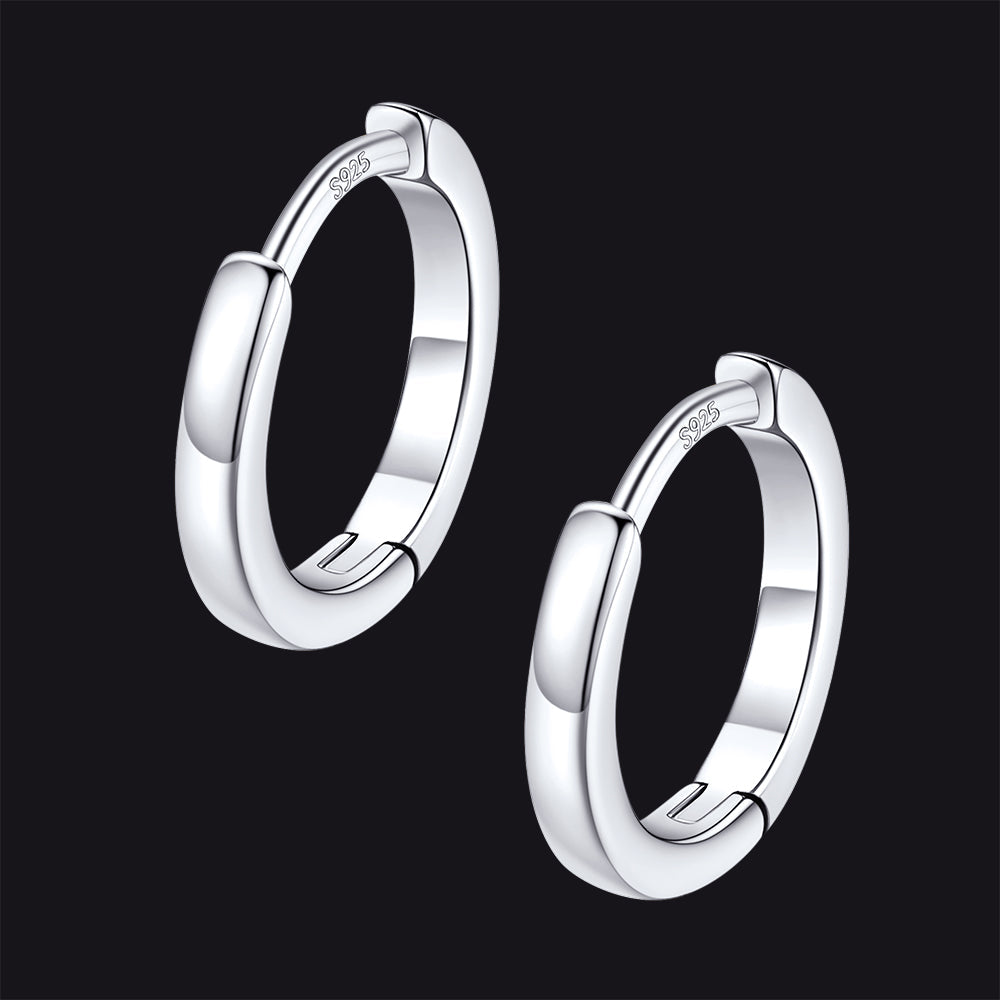 Classic Sterling Silver Huggie Hoop Earrings for