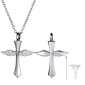 Custom Cremation Wings Cross Urn Ashes Pendant Necklace for