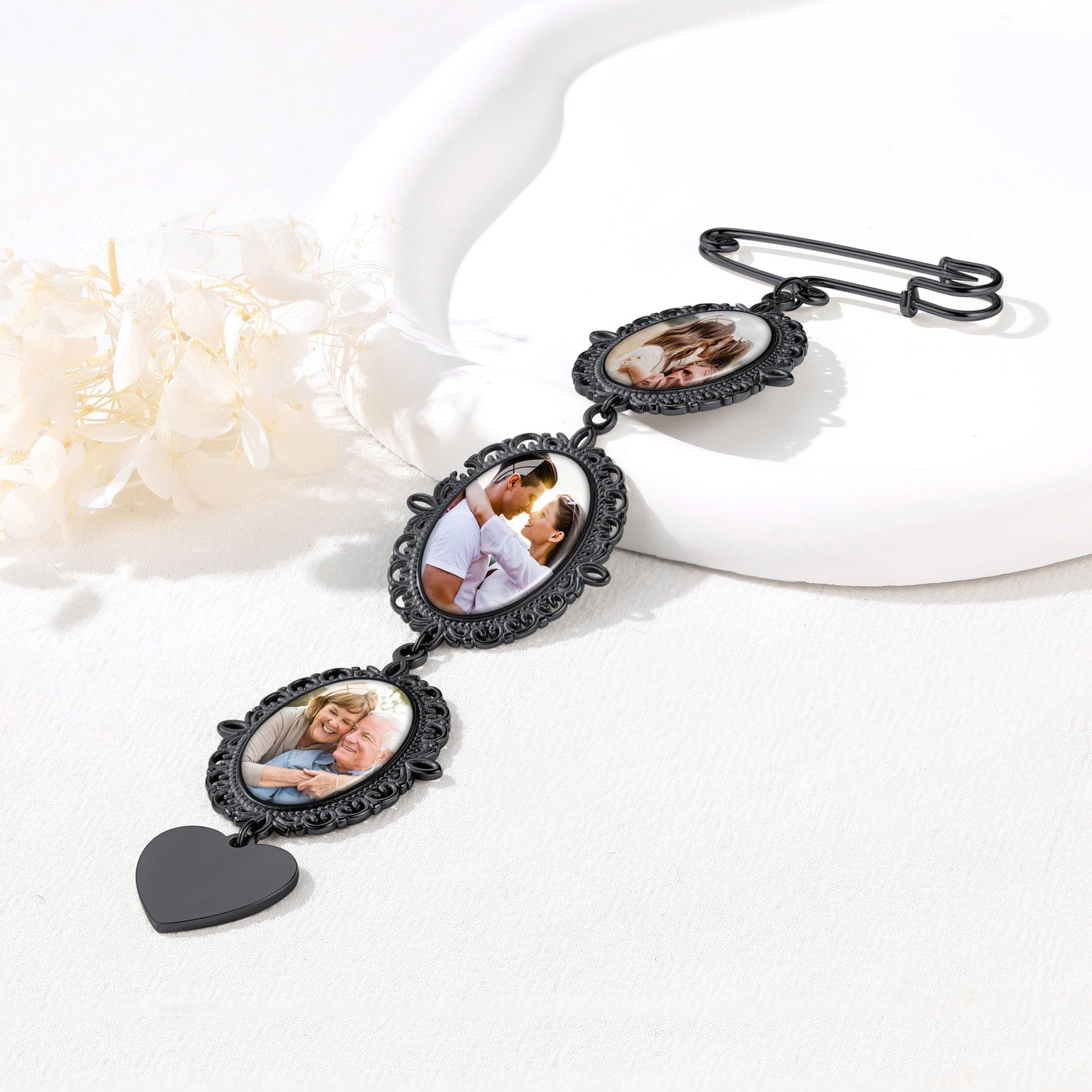 Customized Memorial Picture Charms Brooch Pins for Wedding