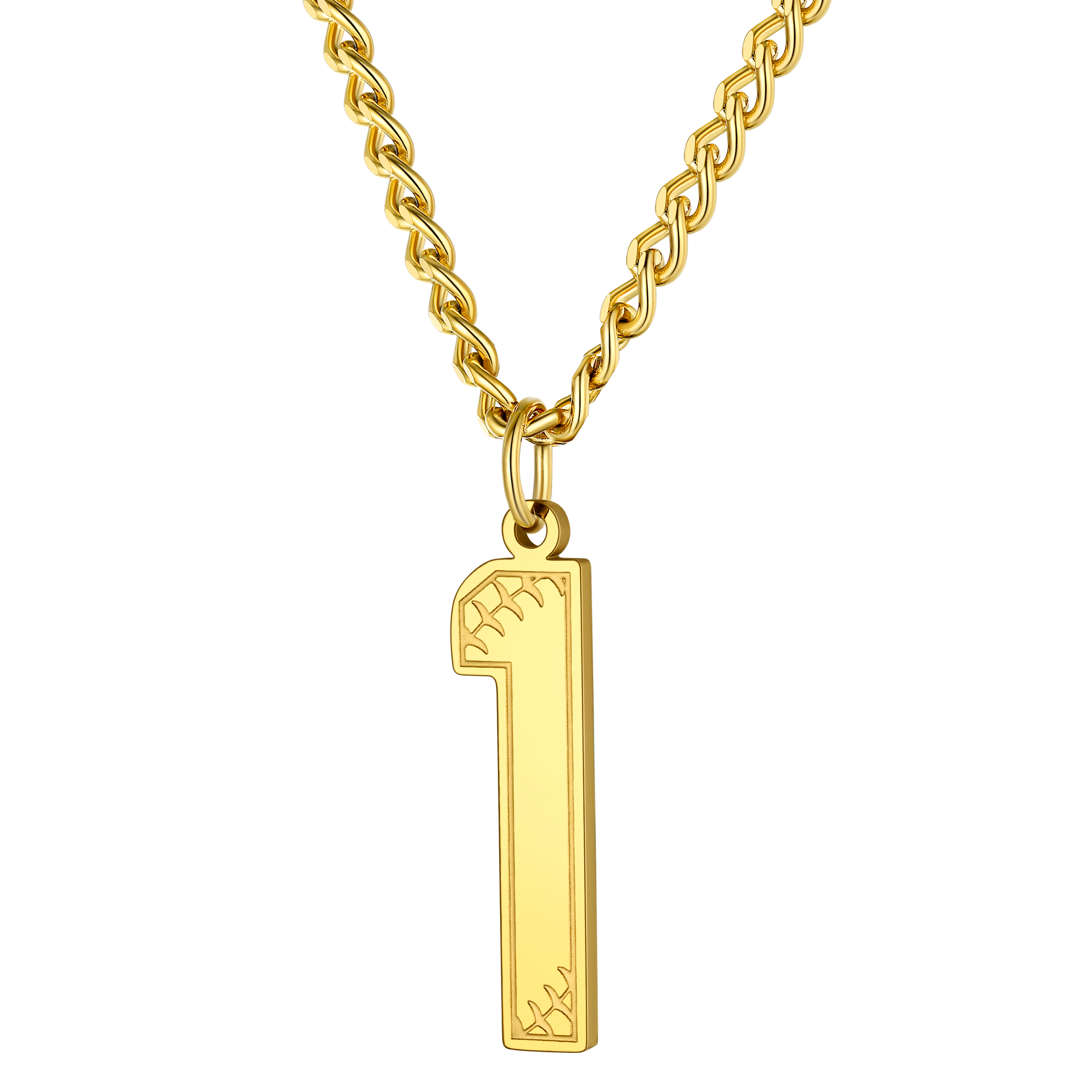 Custom Baseball Jersey Number Pendant Necklace for
