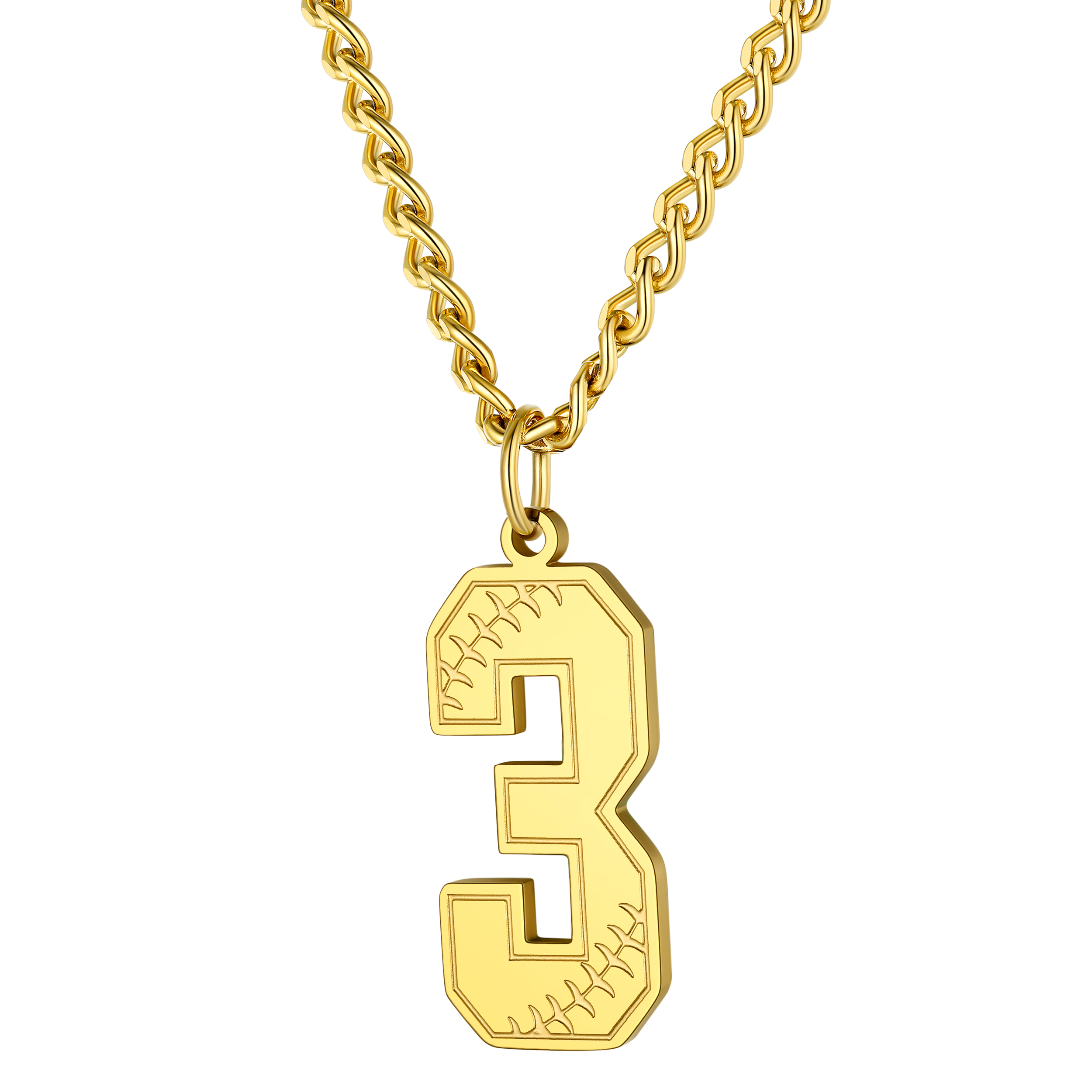Custom Baseball Jersey Number Pendant Necklace for