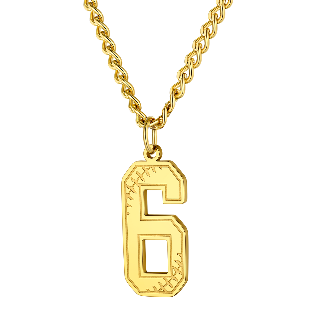 Custom Baseball Jersey Number Pendant Necklace for