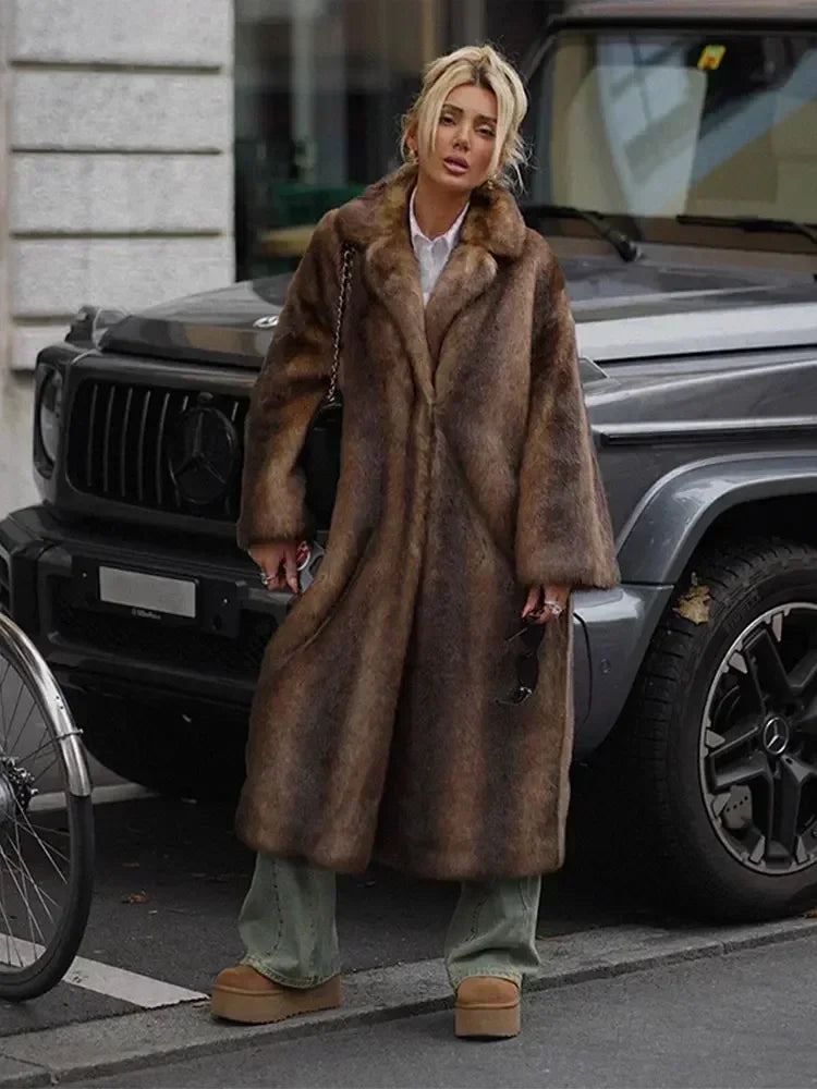 Winter Fur Coat Brown