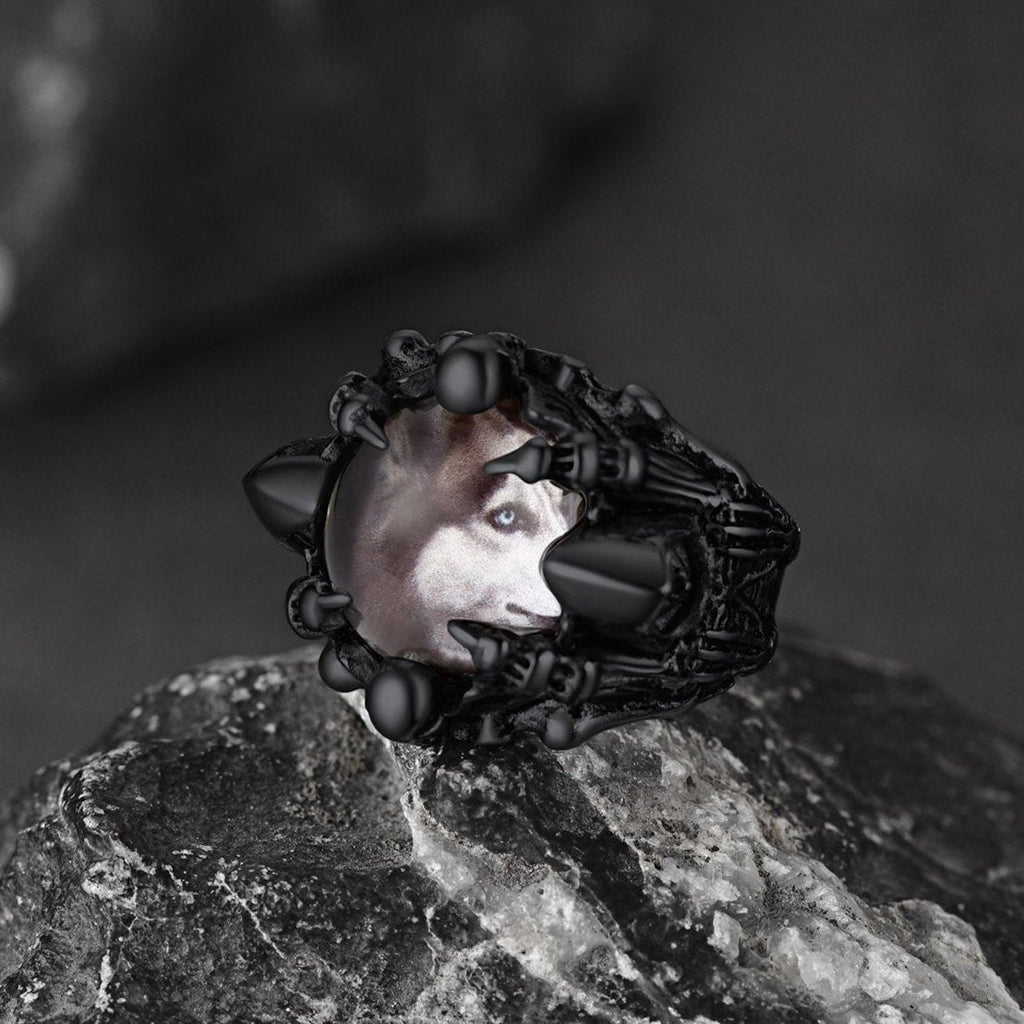 Customized Gothic Photo Dragon Claw Ring With Picture for