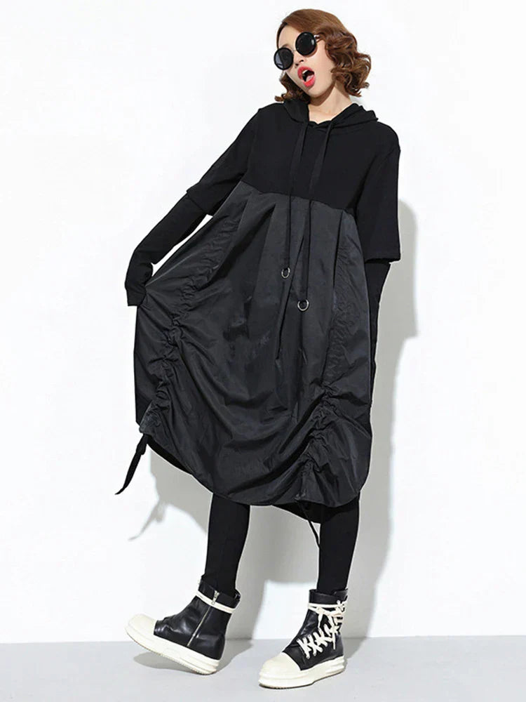 Long Hooded Dress Black