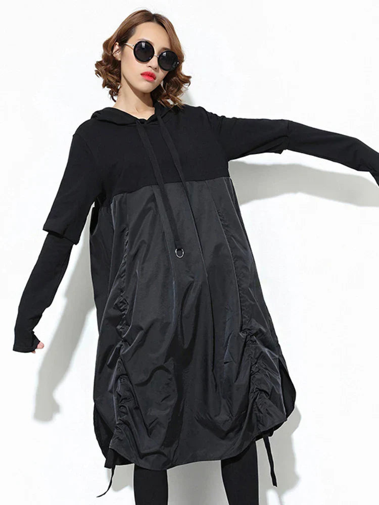 Long Hooded Dress Black